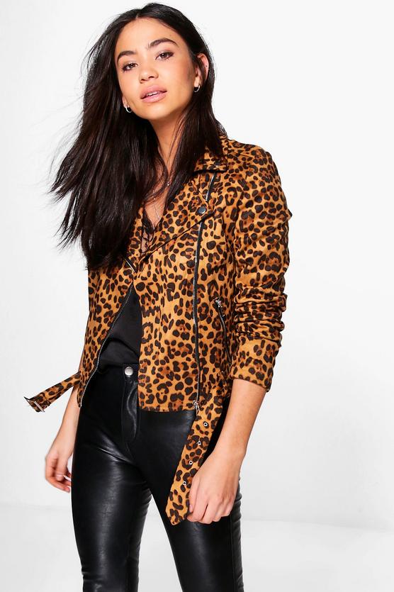 Emily Leopard Print Biker Jacket